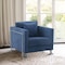 Armen Living Heritage Blue Fabric Upholstered Accent Chair with Brushed Stainless Steel Legs LCHT1BLUE - alternate 7